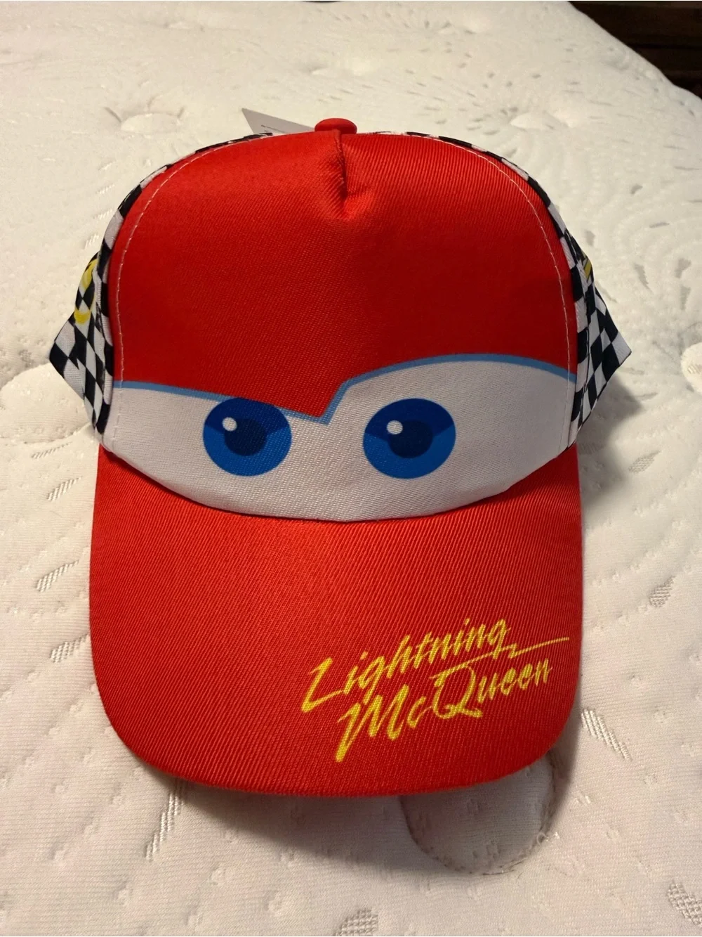 Disney Red Lightning McQueen Kids Hat with Blue Eye Graphics
